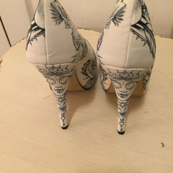 Iron Fist Women's Peep Toe Pump Bonebreaker Key to My Sole Shoes SZ 7 L.A. Woods - Picture 3 of 14